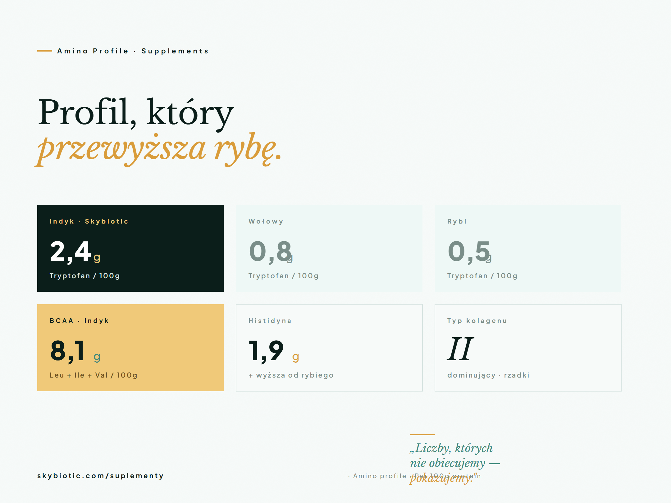 Kolagen indyczy typu II — profil aminokwasowy, suplementy Skybiotic